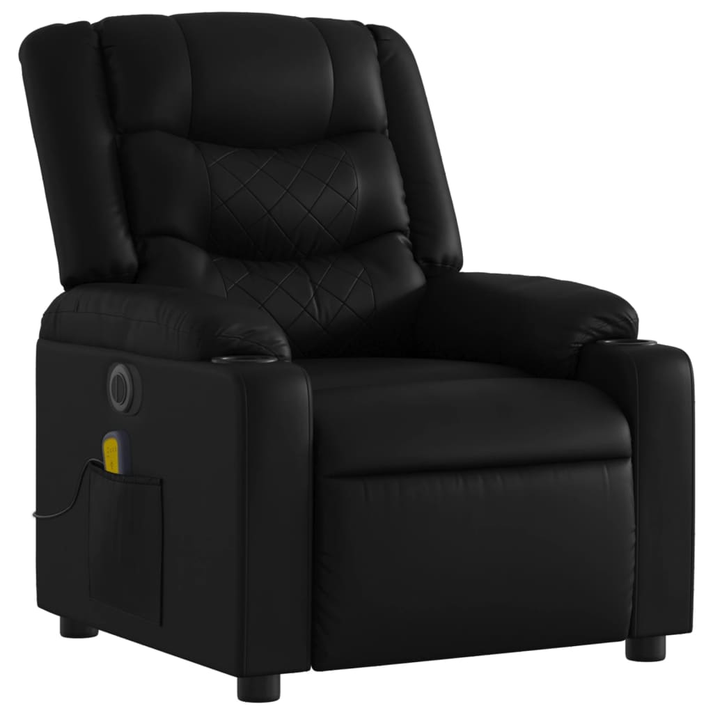 Electric Massage Recliner Chair Black Faux Leather