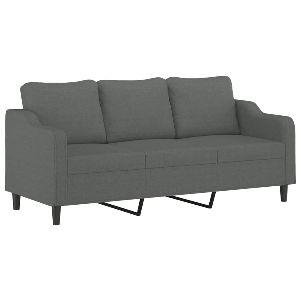 4 Piece Sofa Set with Pillows Dark Gray Fabric