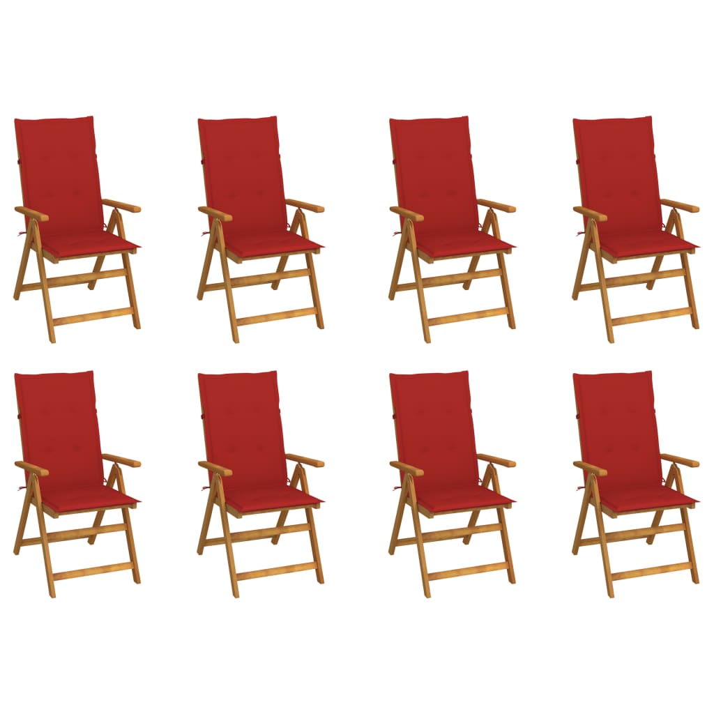 Patio Reclining Chairs 4 pcs with Cushions Solid Acacia Wood