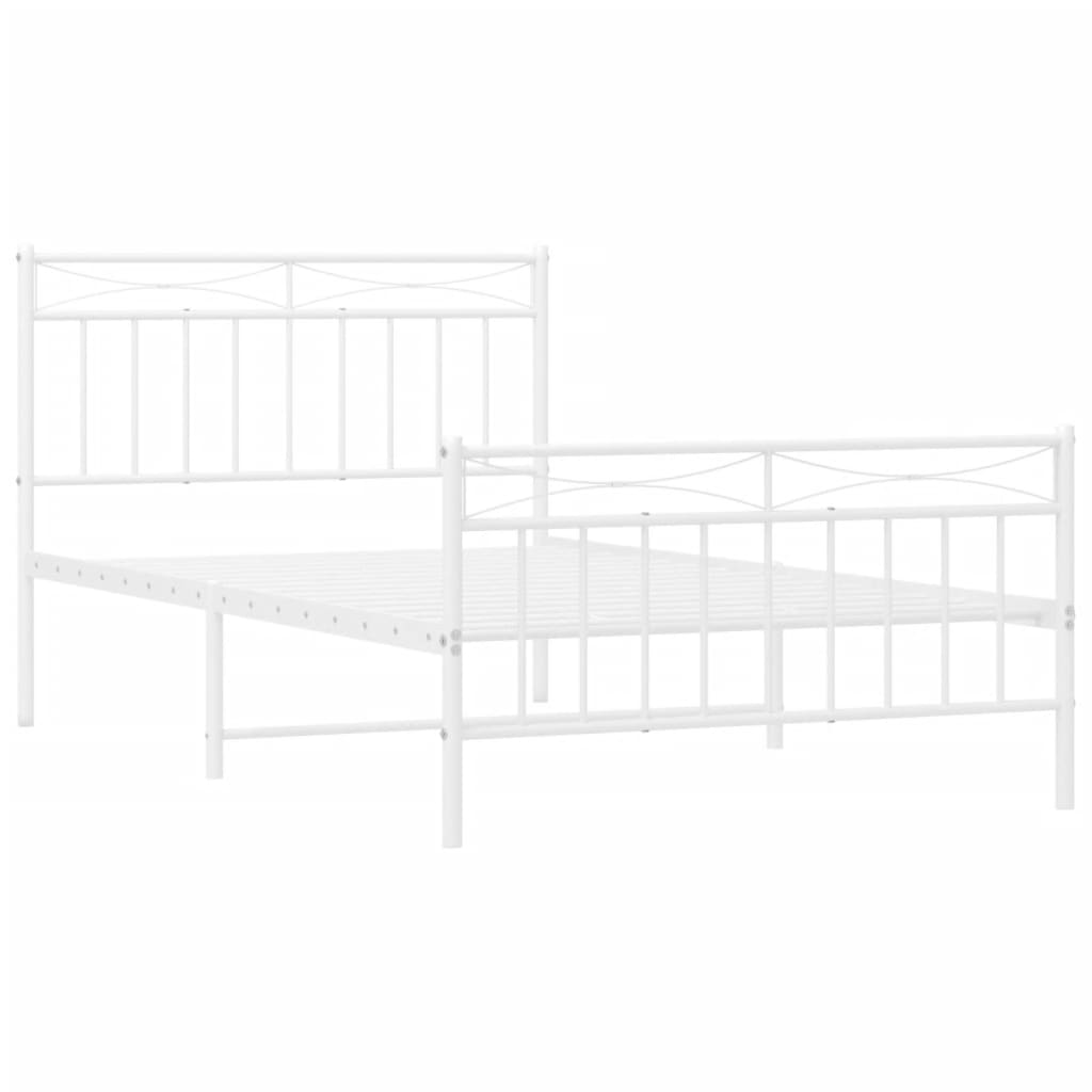 Metal Bed Frame without Mattress with Footboard White 39.4"x78.7"