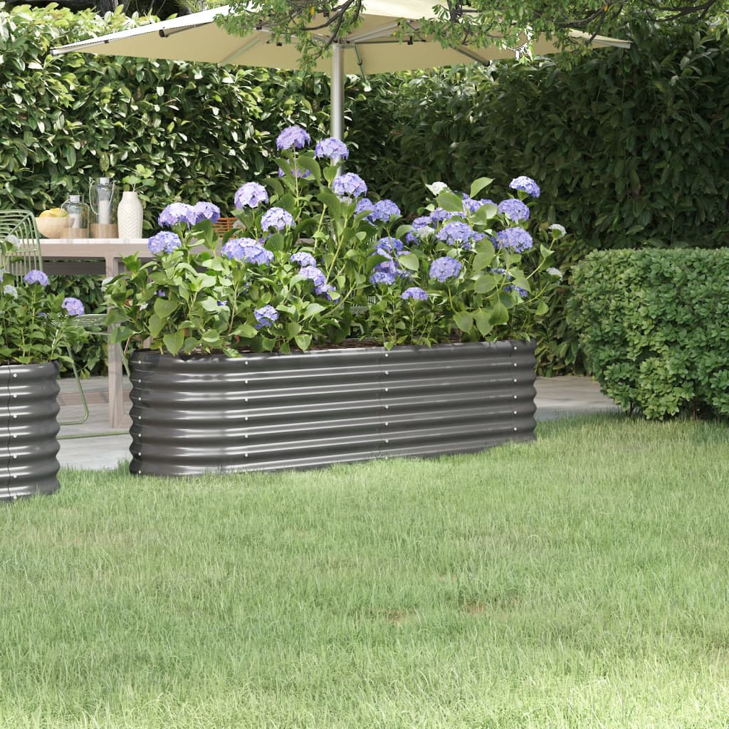 Garden Raised Bed Powder-coated Steel 88.2"x15.7"x26.8" Anthracite