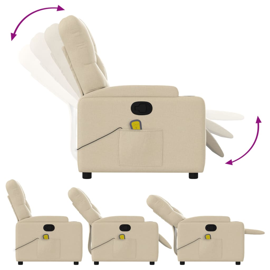 Massage Recliner Chair Cream Fabric