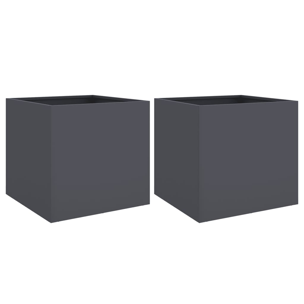 Planters 2 pcs Anthracite 19.3"x18.5"x18.1" Cold-rolled Steel