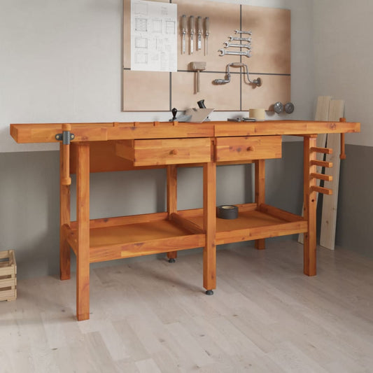 Workbench with Drawers and Vices 75.6"x24.4"x32.7" Solid Wood Acacia