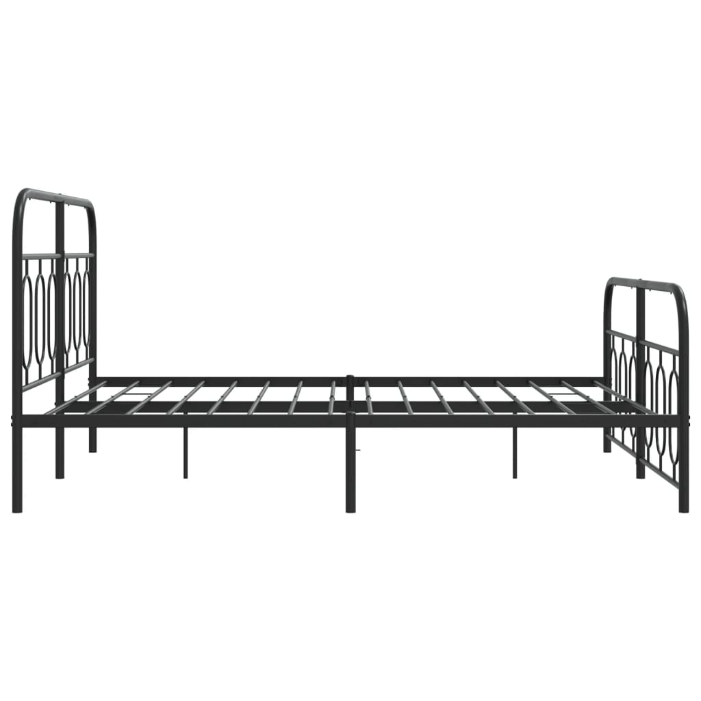 Metal Bed Frame without Mattress with Footboard Black 59.1"x78.7"