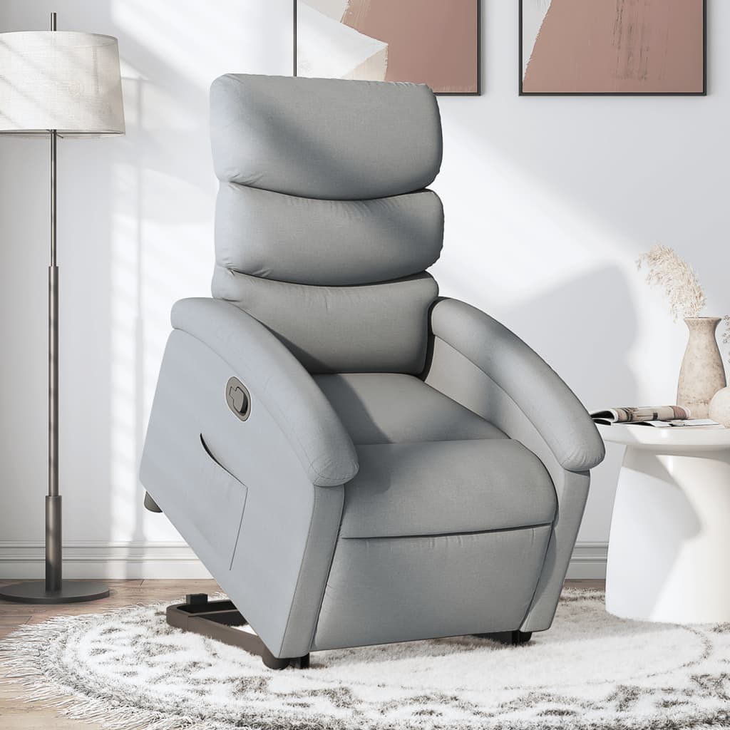 Stand up Recliner Chair Light Gray Fabric