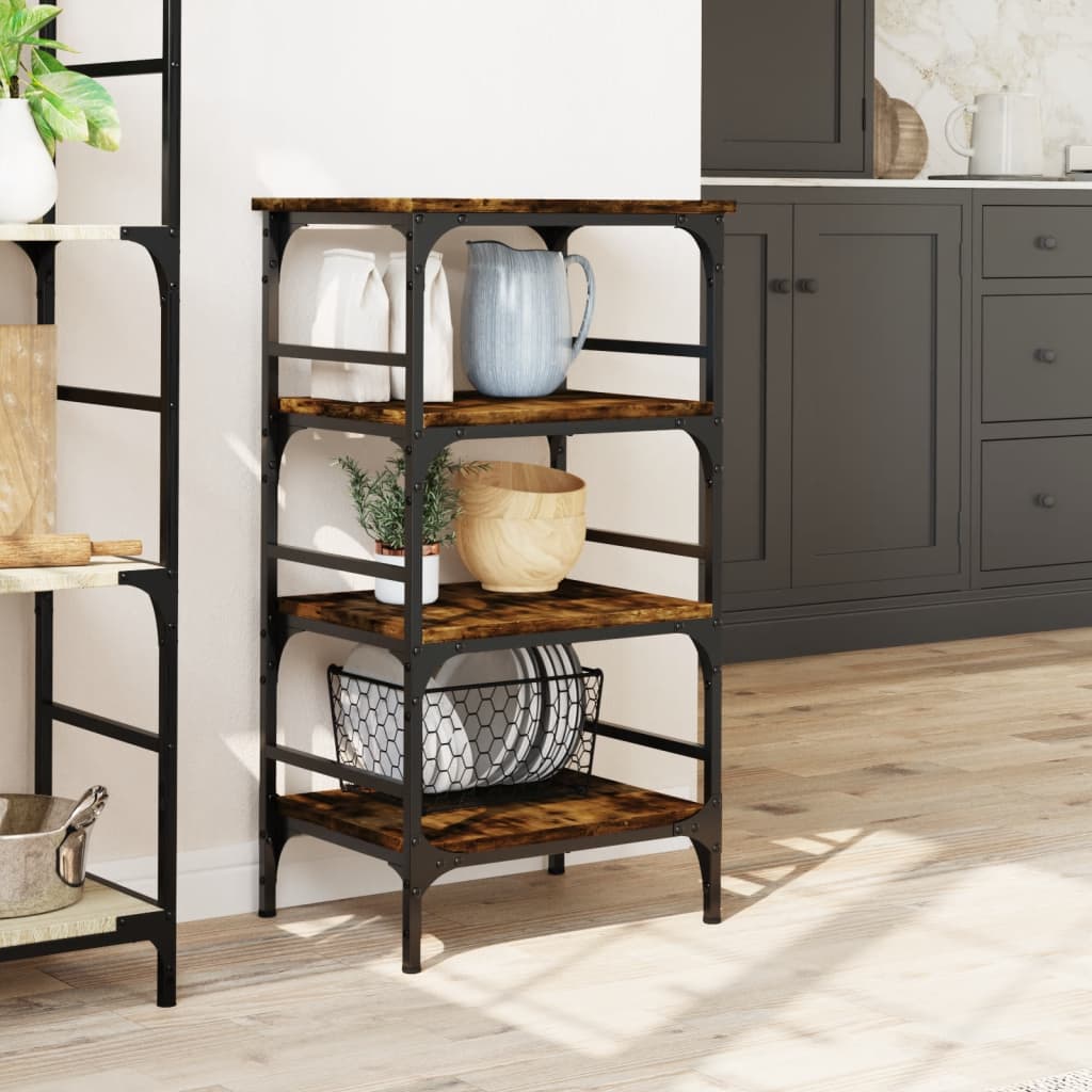 Kitchen Trolley Smoked Oak 17.7"x13.8"x35.2" Engineered Wood