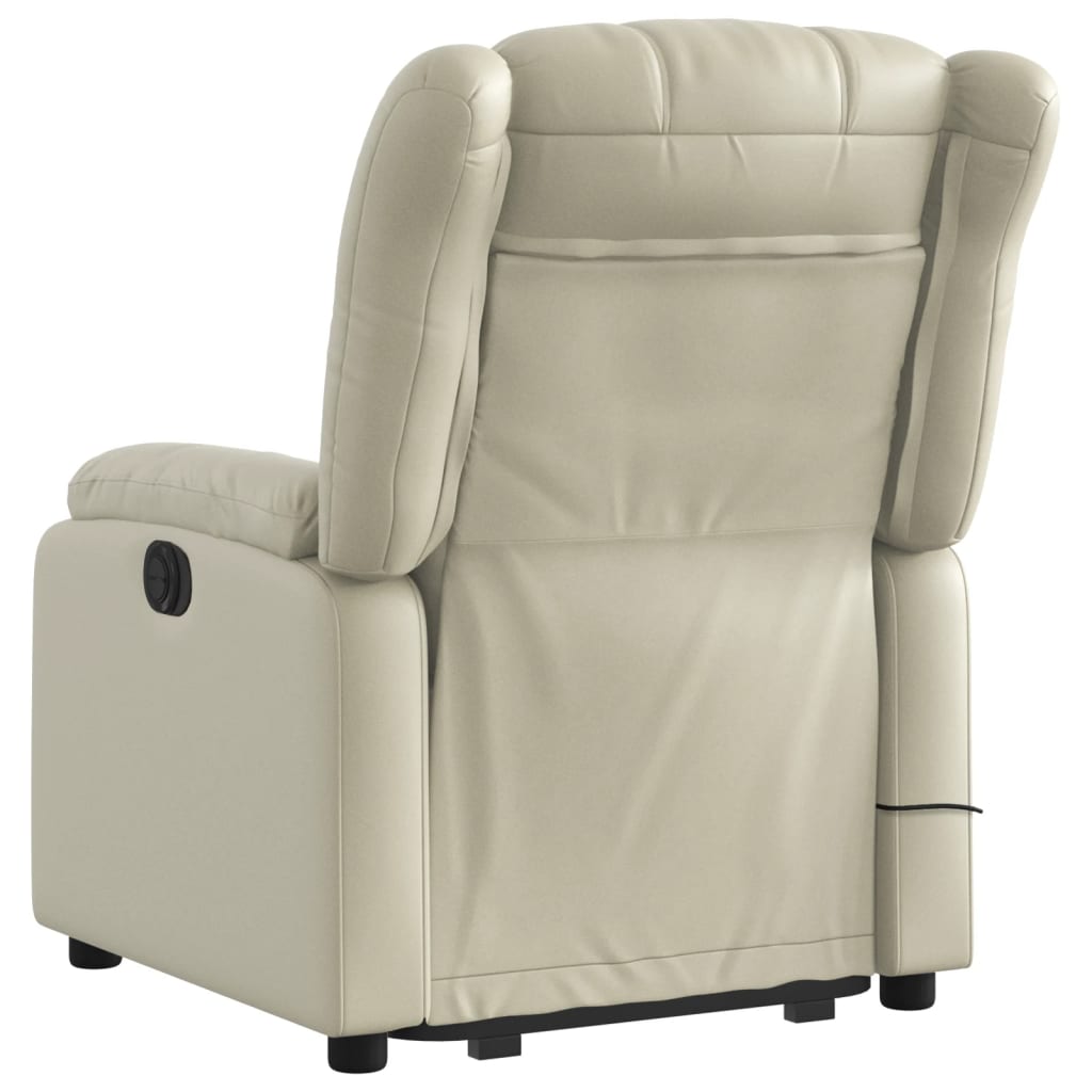 Stand up Massage Recliner Chair Cream Faux Leather