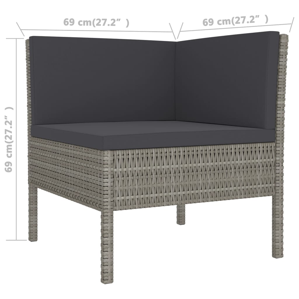 7 Piece Patio Lounge Set with Cushions Poly Rattan Gray