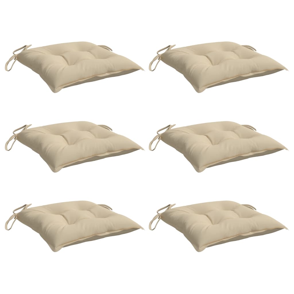 Chair Cushions 6 pcs Beige 15.7"x15.7"x2.8" Oxford Fabric