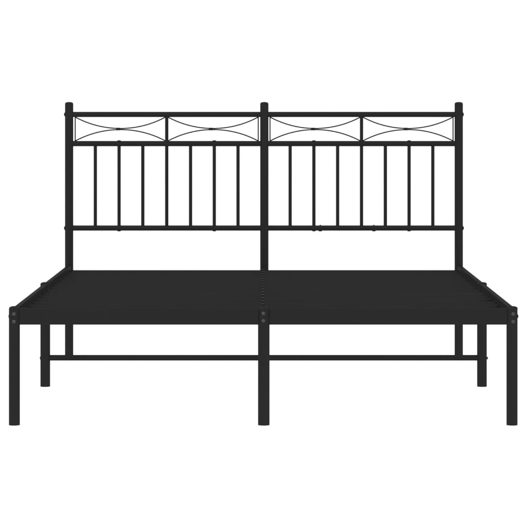 Metal Bed Frame without Mattress with Headboard Black 53.1"x74.8"