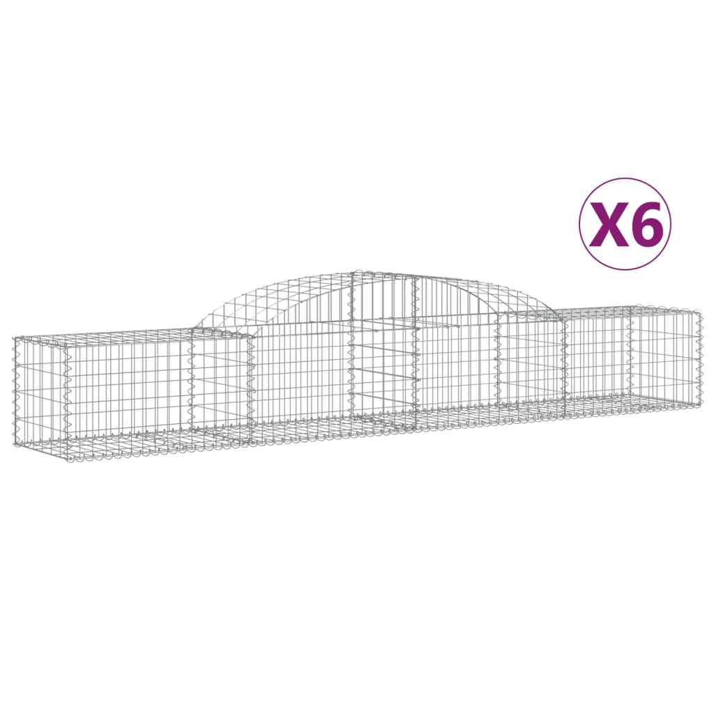 Arched Gabion Baskets 6 pcs 118.1"x19.7"x15.7"/23.6" Galvanized Iron