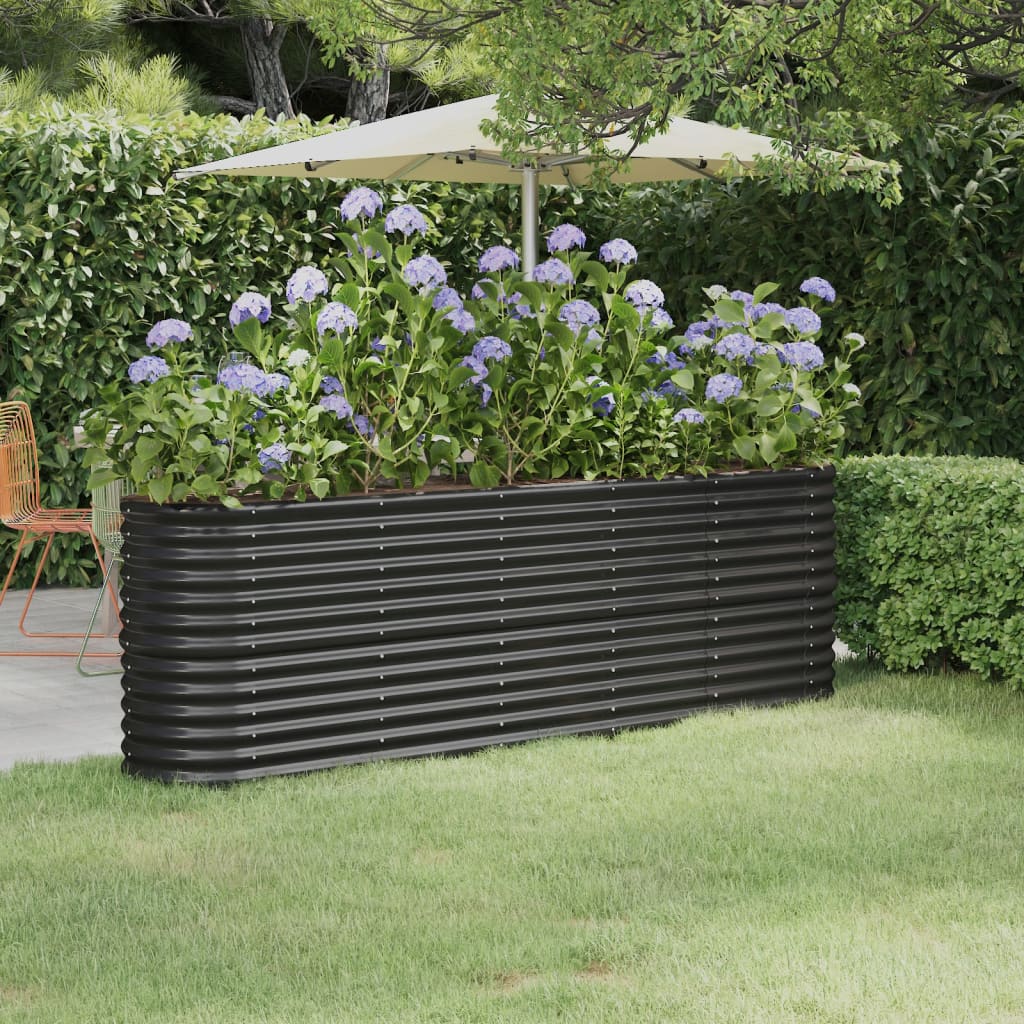 Garden Raised Bed Powder-coated Steel 88.2"x15.7"x26.8" Anthracite