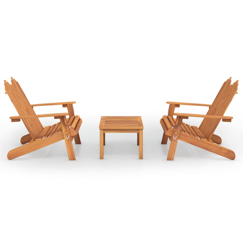 3 Piece Adirondack Patio Lounge Set Solid Wood Acacia