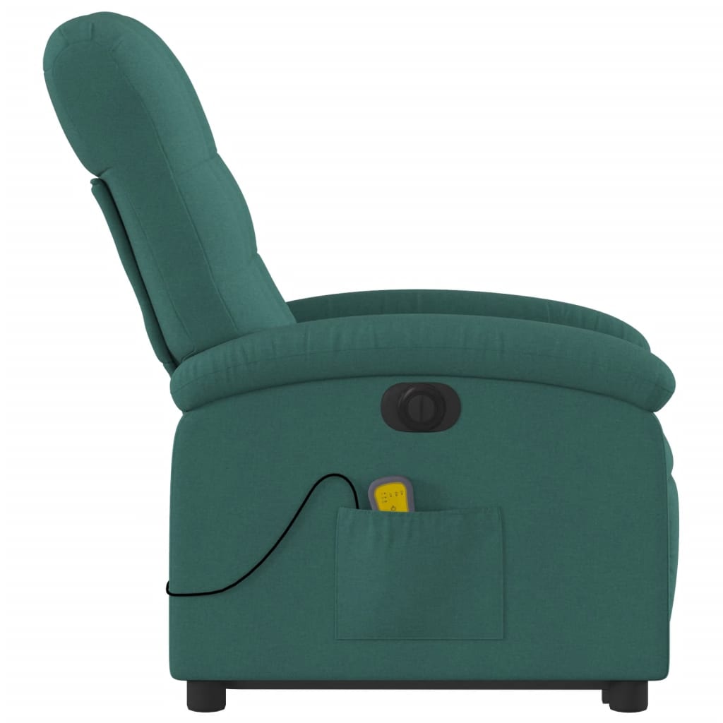 Electric Stand up Massage Recliner Chair Dark Green Fabric