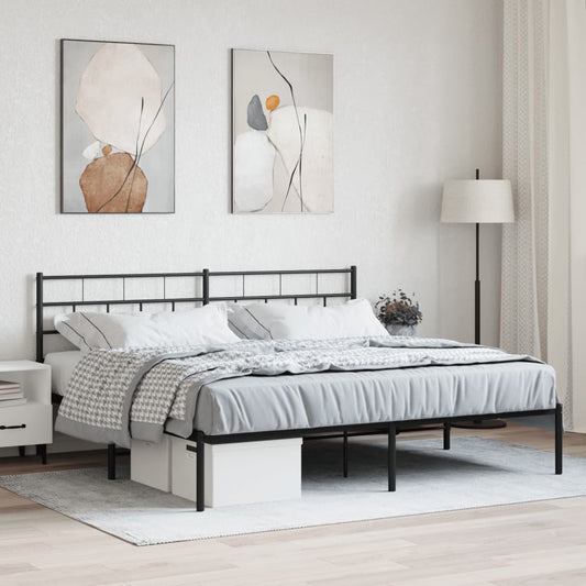 Metal Bed Frame without Mattress with Headboard Black 76"x79.9"