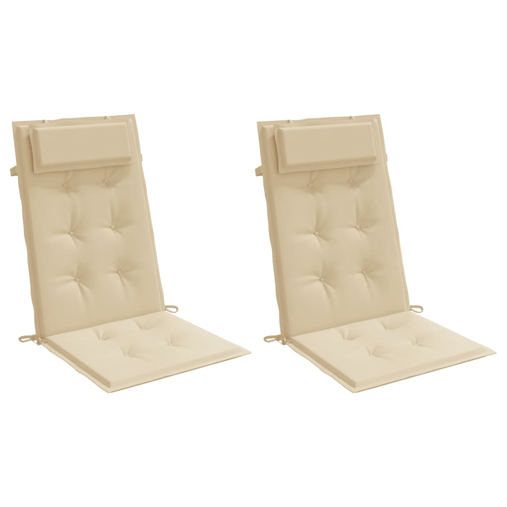 Highback Chair Cushions 2 pcs Beige Oxford Fabric