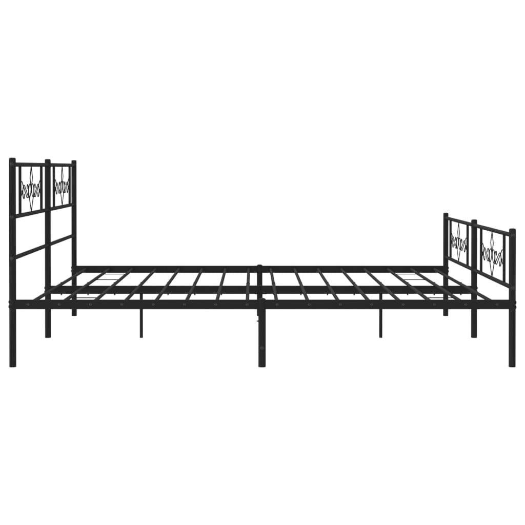 Metal Bed Frame without Mattress with Footboard Black 72"x83.9"