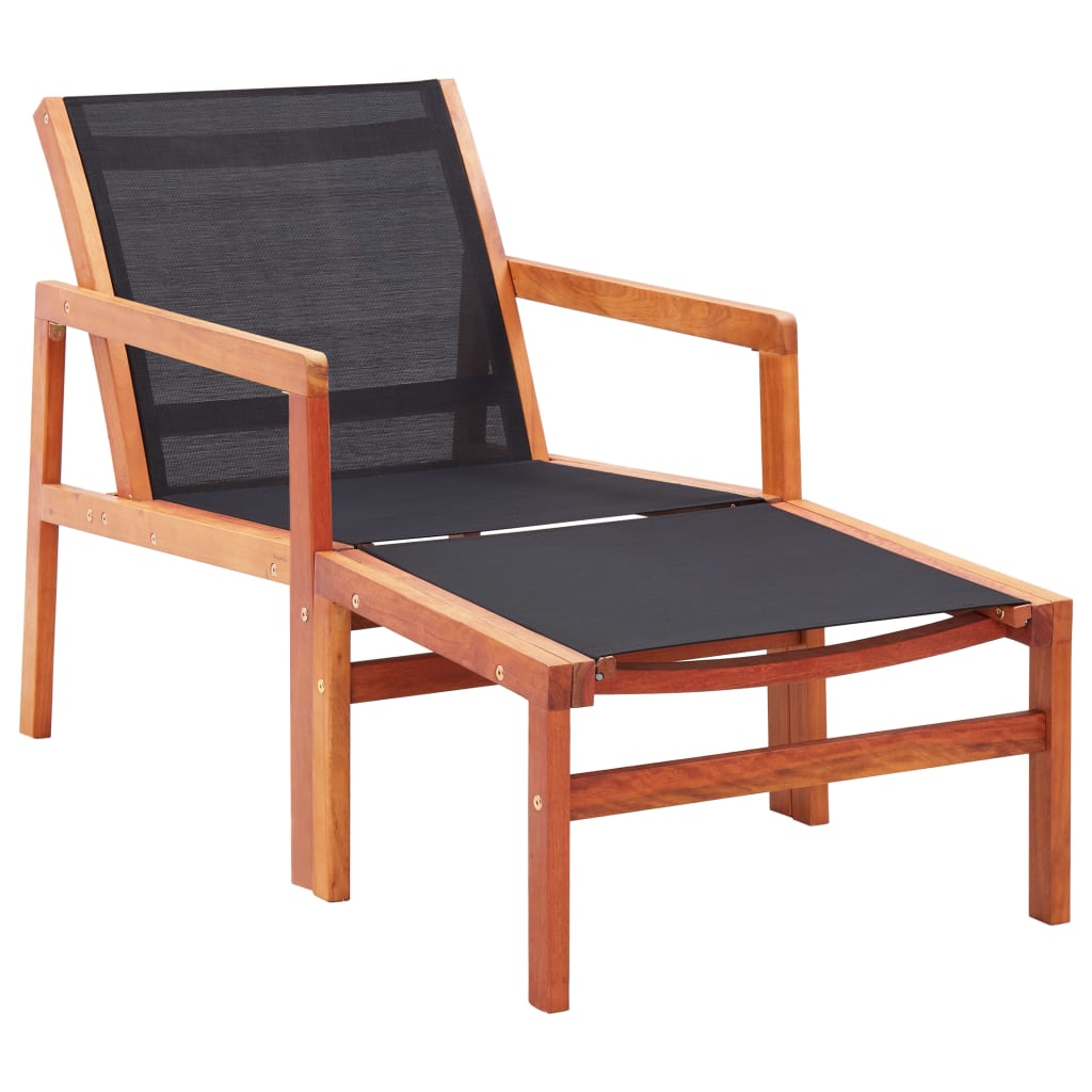 Patio Chair with Footrest Solid Eucalyptus Wood&Textilene