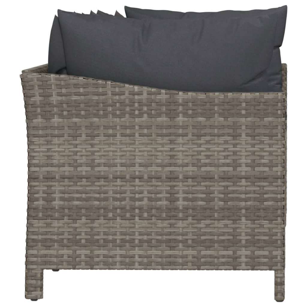 4 Piece Patio Lounge Set with Cushions Gray Poly Rattan