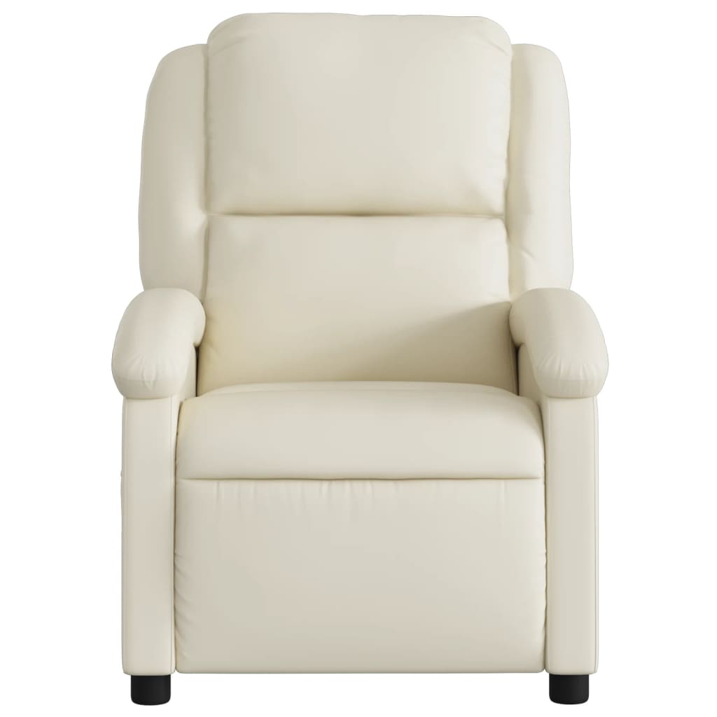 Electric Recliner Chair Cream Faux Leather