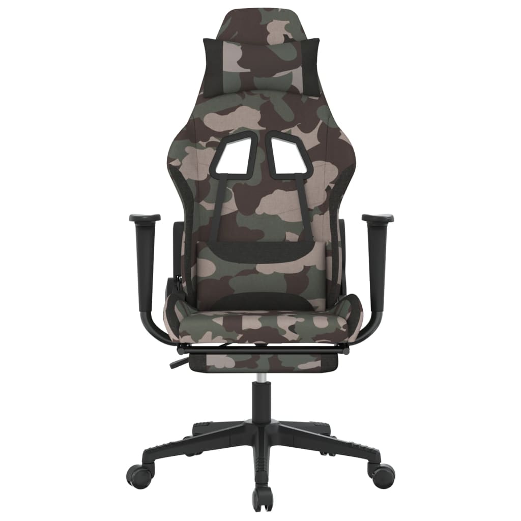 Massage Gaming Chair with Footrest Black and Camouflage Fabric