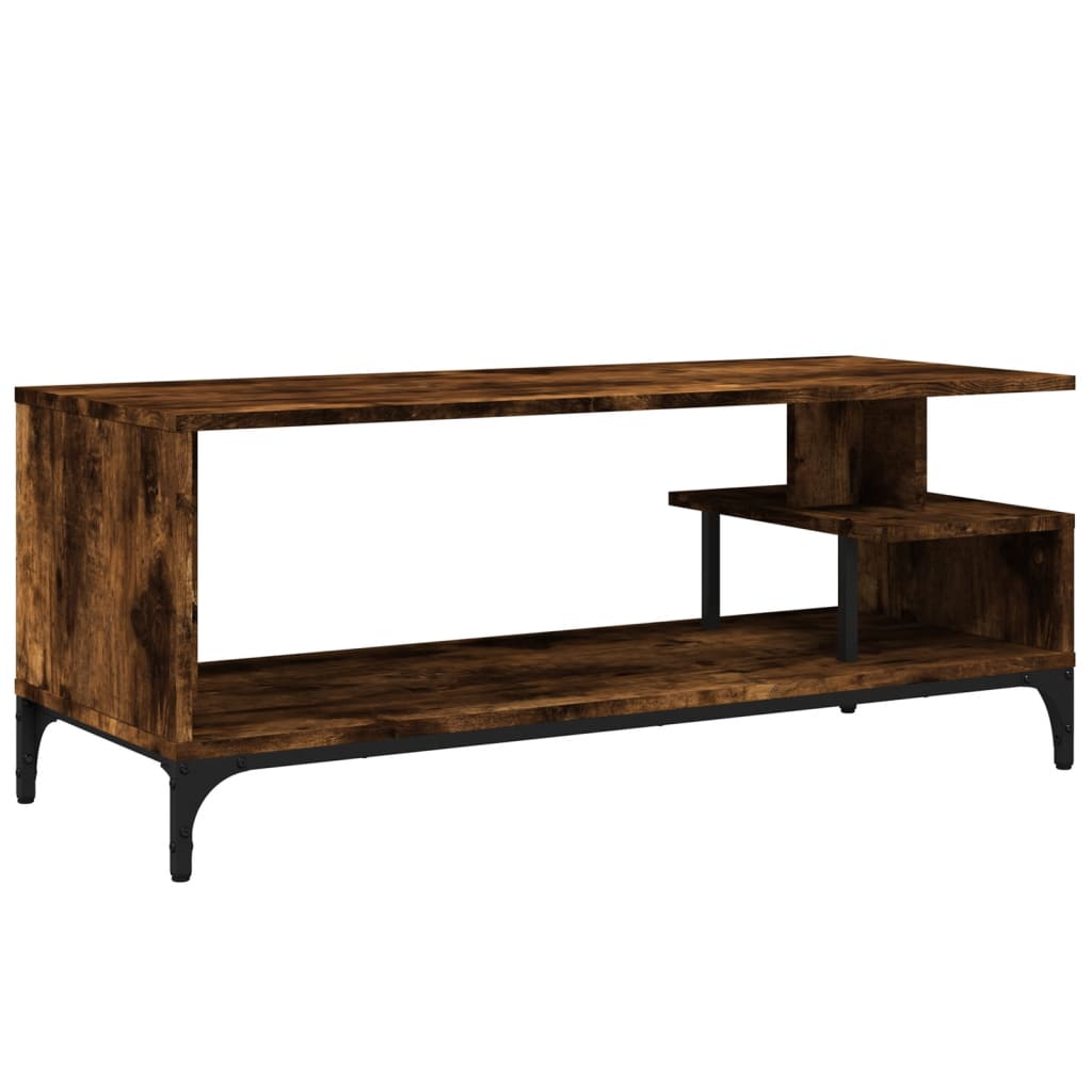 TV Stand Smoked Oak 40.2"x15.7"x16.1" Engineered Wood and Powder-coated Steel