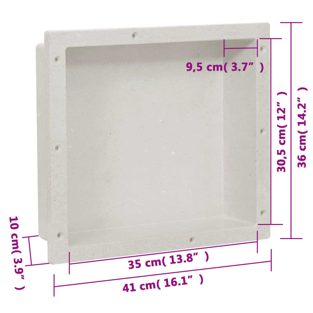 Shower Niche Matt White 16.1"x14.2"x3.9"