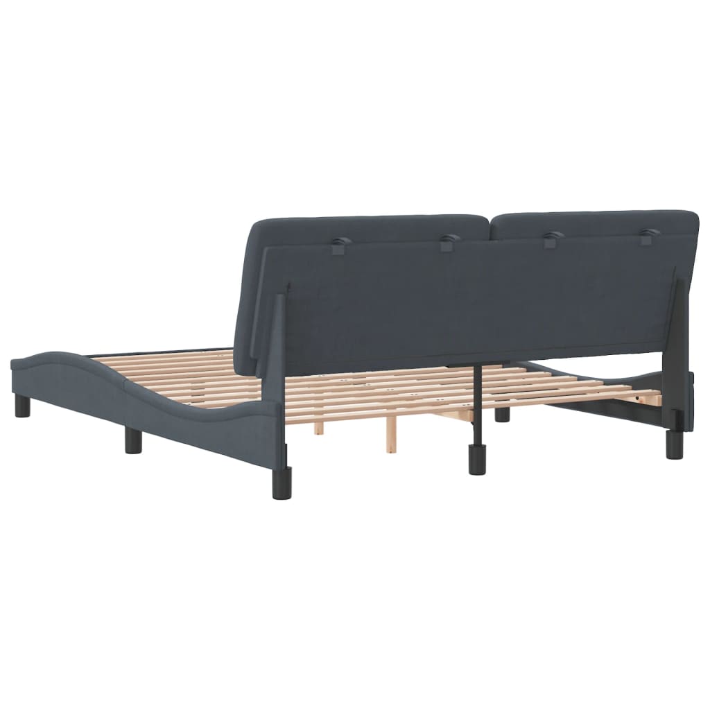 Bed Frame without Mattress Dark Gray 59.8"x79.9" Velvet