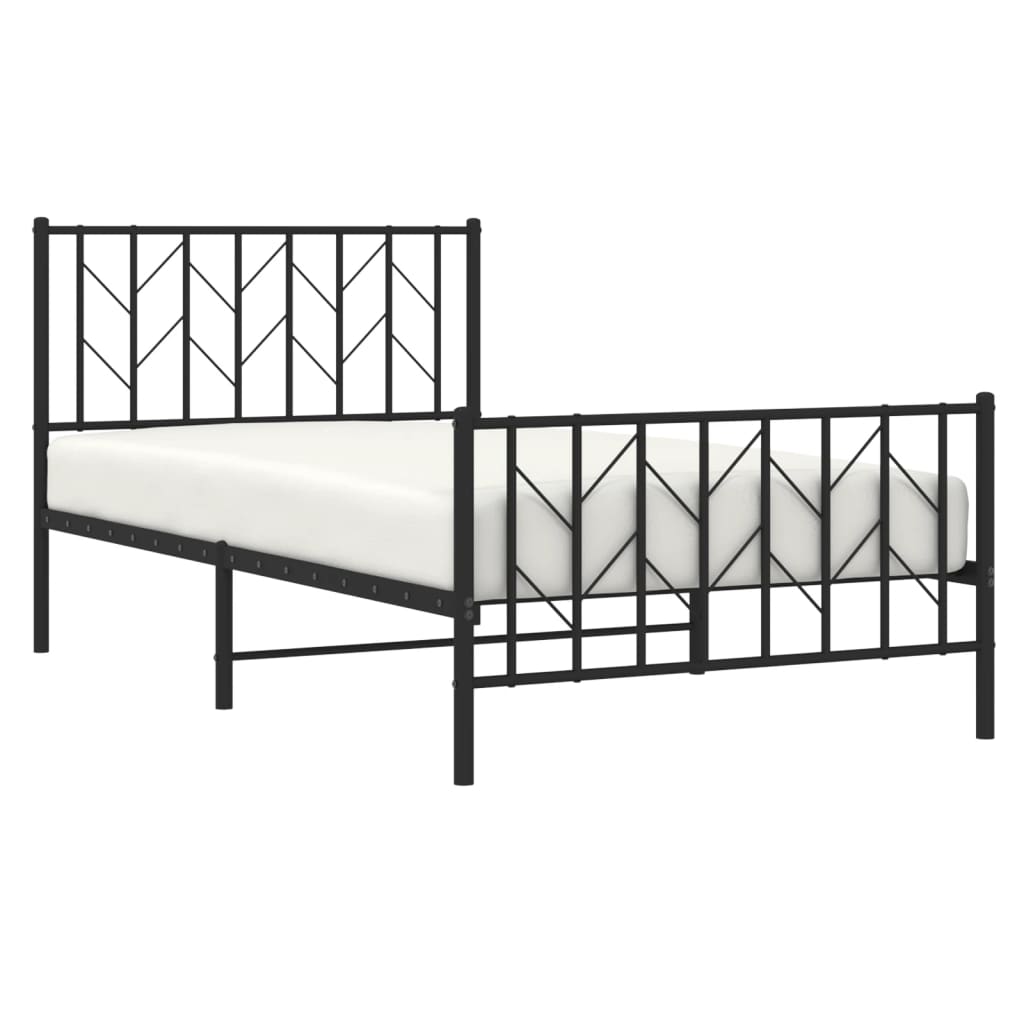 Metal Bed Frame without Mattress with Footboard Black 39.4"x78.7"