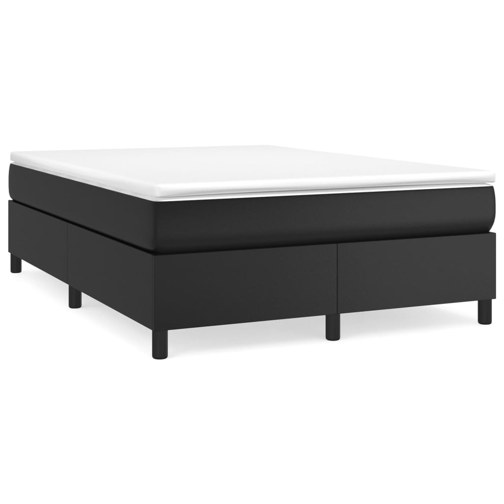 Box Spring Bed with Mattress Black 53.9"x74.8" Full Faux Leather