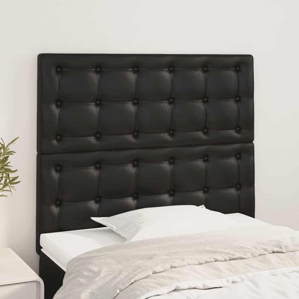 Headboards 2 pcs Black 39.4"x2"x30.7"/34.6" Faux Leather