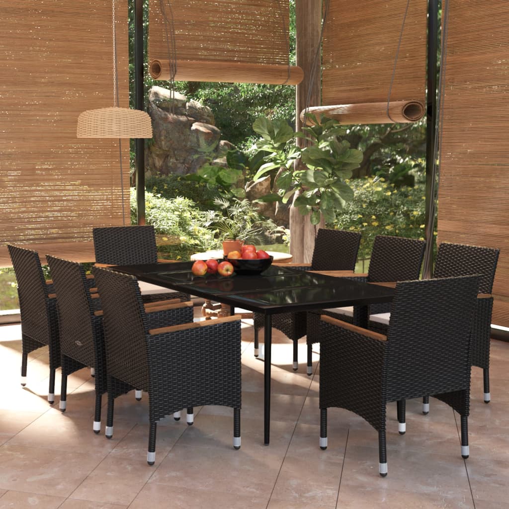 5 Piece Patio Dining Set with Cushions Gray and Black