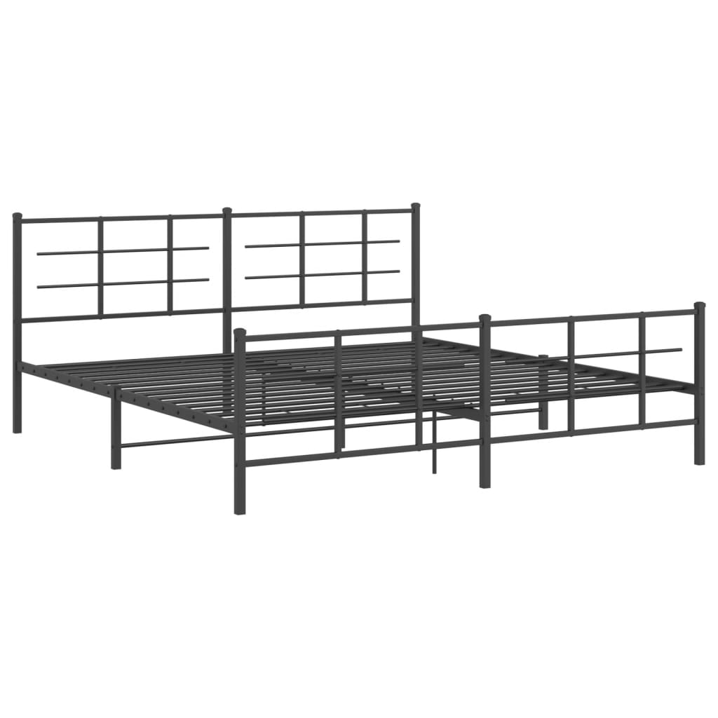 Metal Bed Frame without Mattress with Footboard Black 76"x79.9"