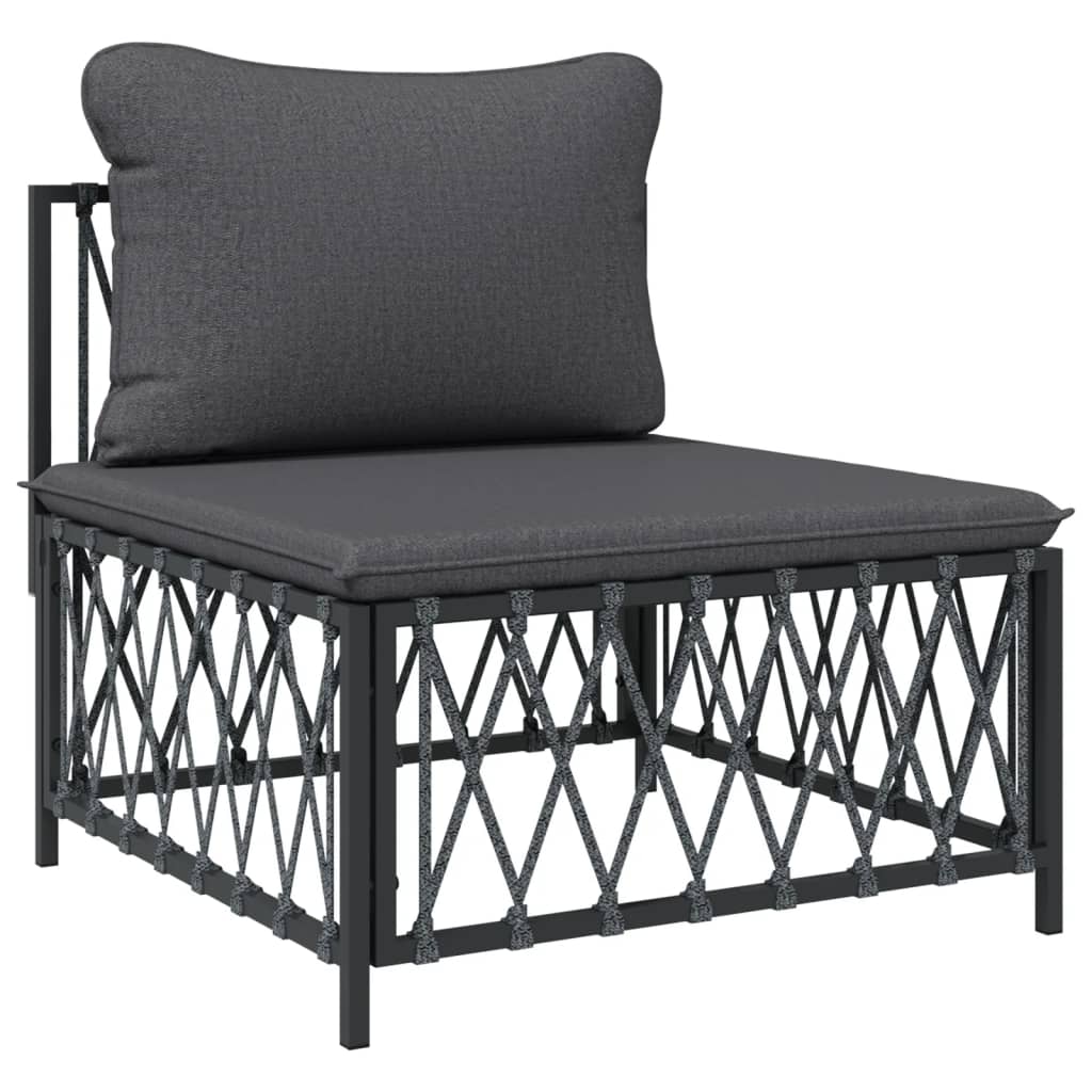 5 Piece Patio Lounge Set with Cushions Anthracite Steel