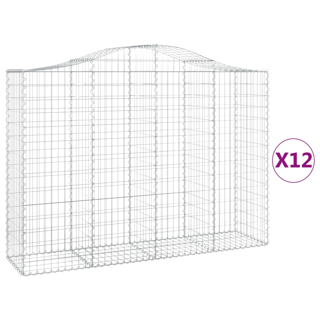 Arched Gabion Baskets 12 pcs 78.7"x19.7"x55.1"/63" Galvanized Iron