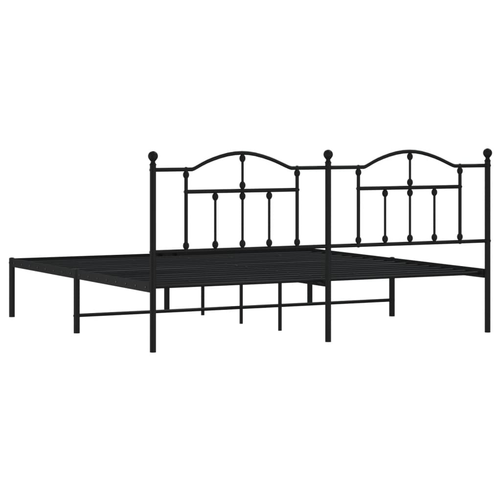 Metal Bed Frame without Mattress with Headboard Black 76"x79.9"