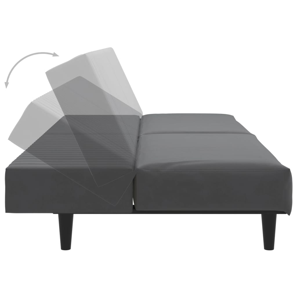 2-Seater Sofa Bed Dark Gray Velvet