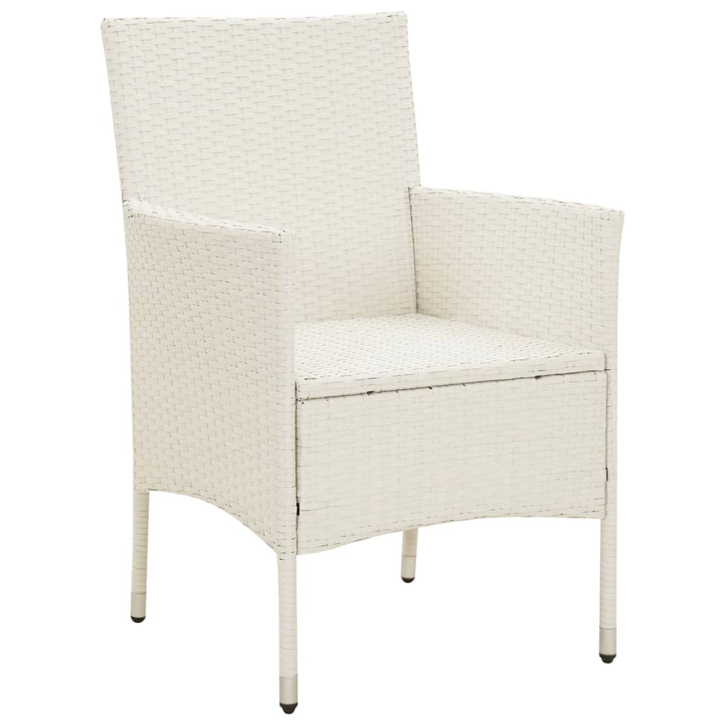 Patio Chairs with Cushions 2 pcs Poly Rattan White