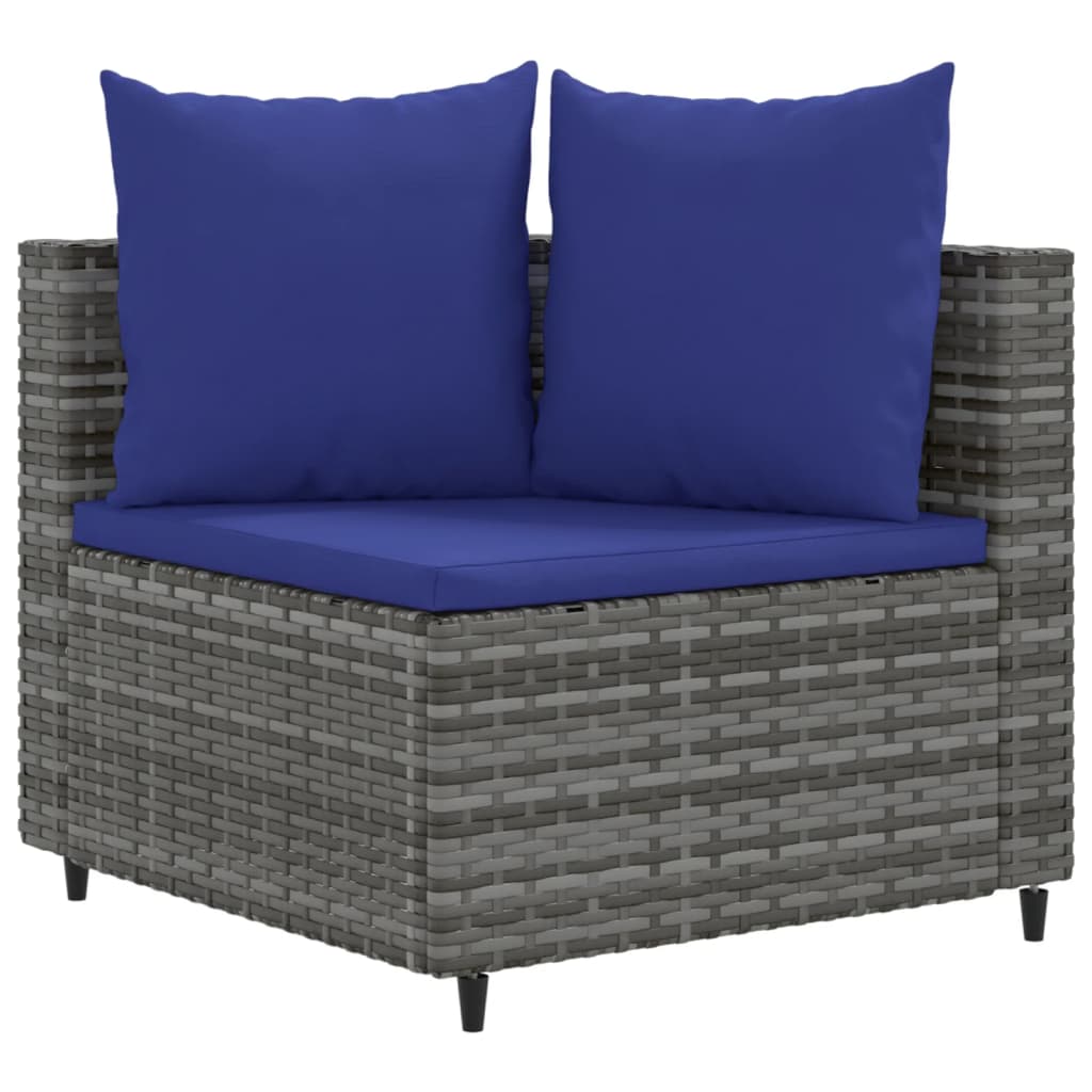 3 Piece Patio Sofa Set with Cushions Gray Poly Rattan