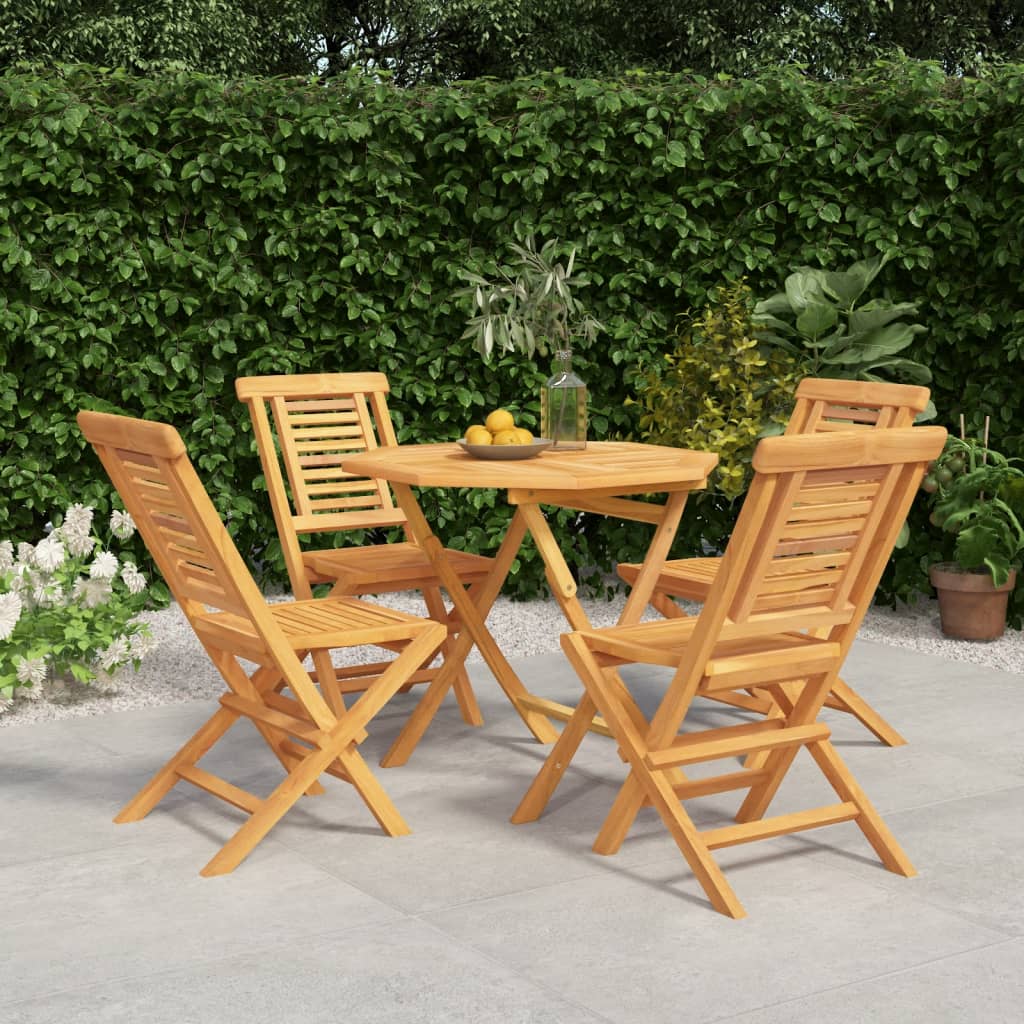 5 Piece Patio Dining Set Solid Wood Teak