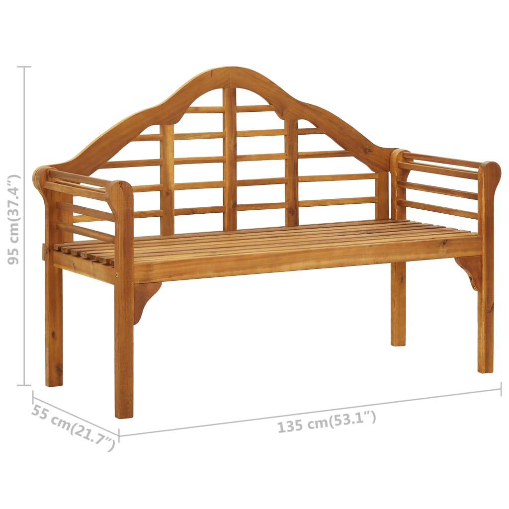 Patio Queen Bench with Cushion 53.1" Solid Acacia Wood