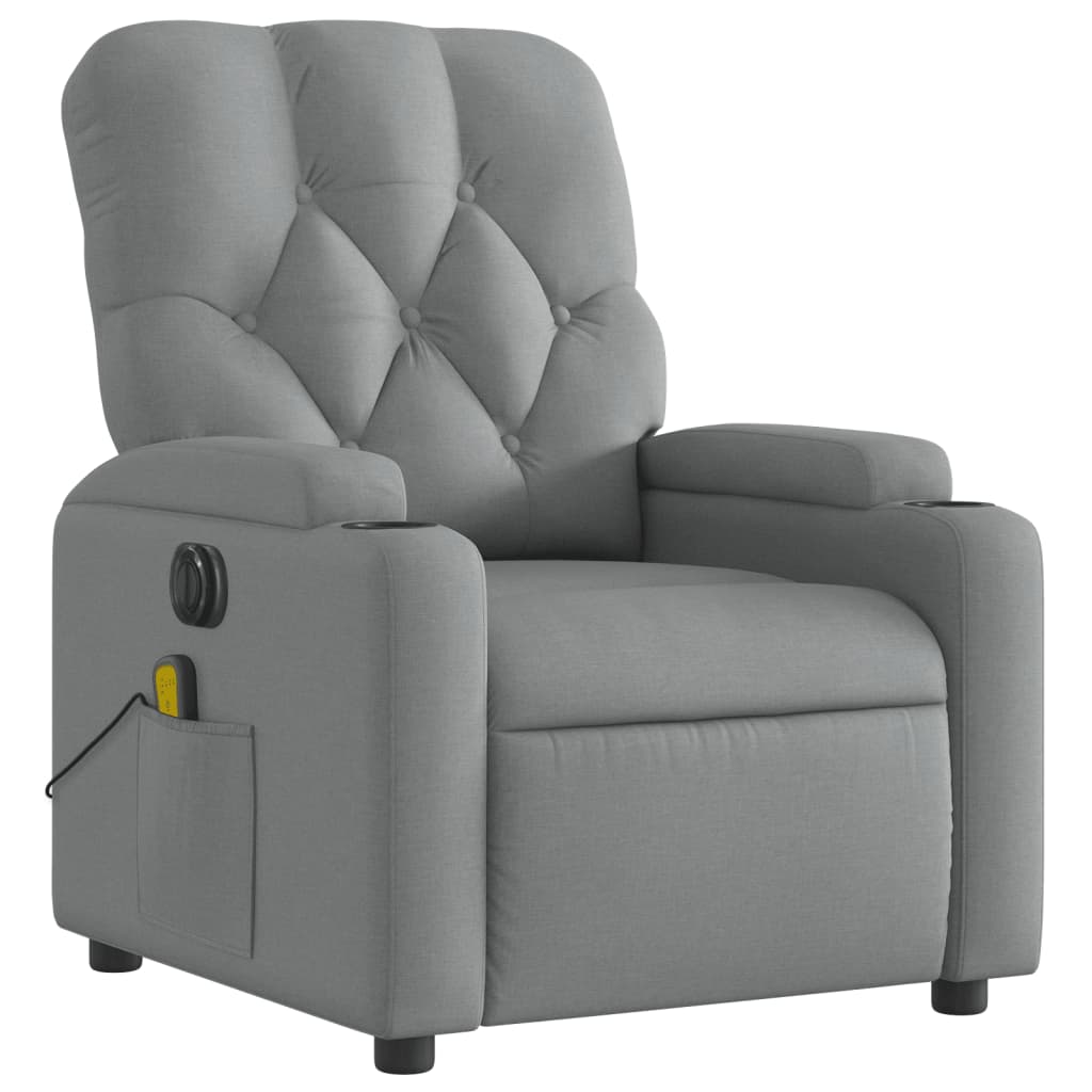 Electric Massage Recliner Chair Light Gray Fabric