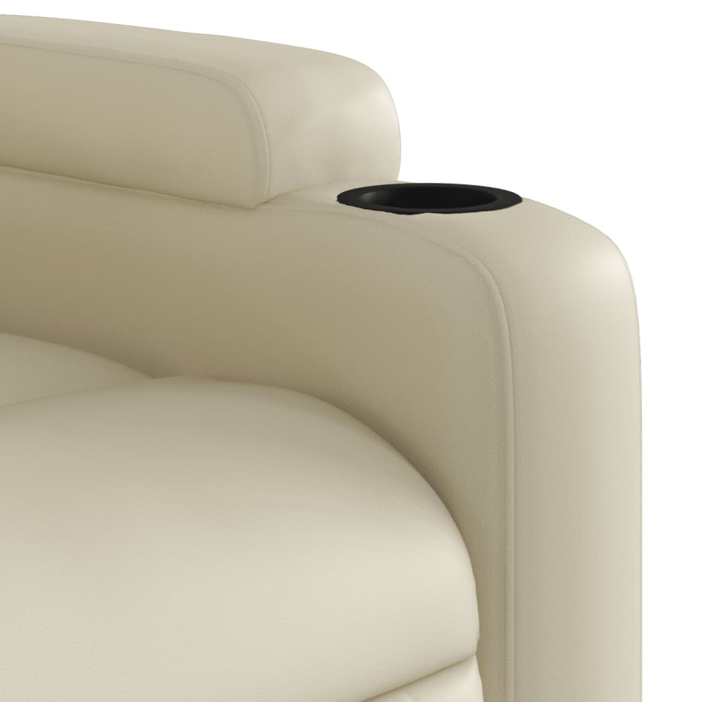 Stand up Recliner Chair Cream Faux Leather