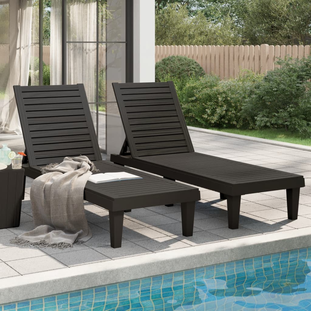 Sun Loungers 2 pcs Black 61"x22.8"x32.7" Polypropylene