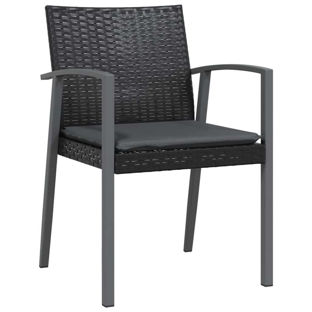 Patio Chairs with Cushions 6 pcs Black 22.2"x22.4"x32.7" Poly Rattan