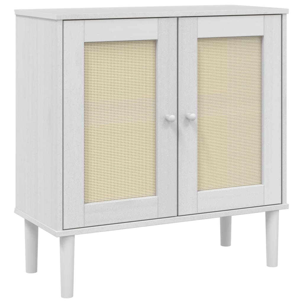 Sideboard SENJA Rattan Look White 31.5"x13.8"x31.5" Solid Wood Pine