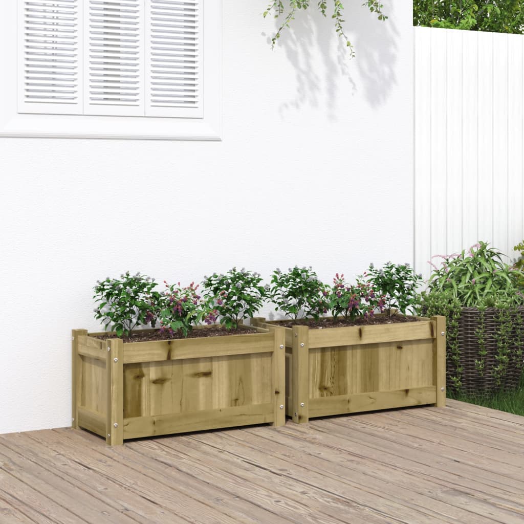 Garden Planters 2 pcs Wax Brown Solid Wood Pine