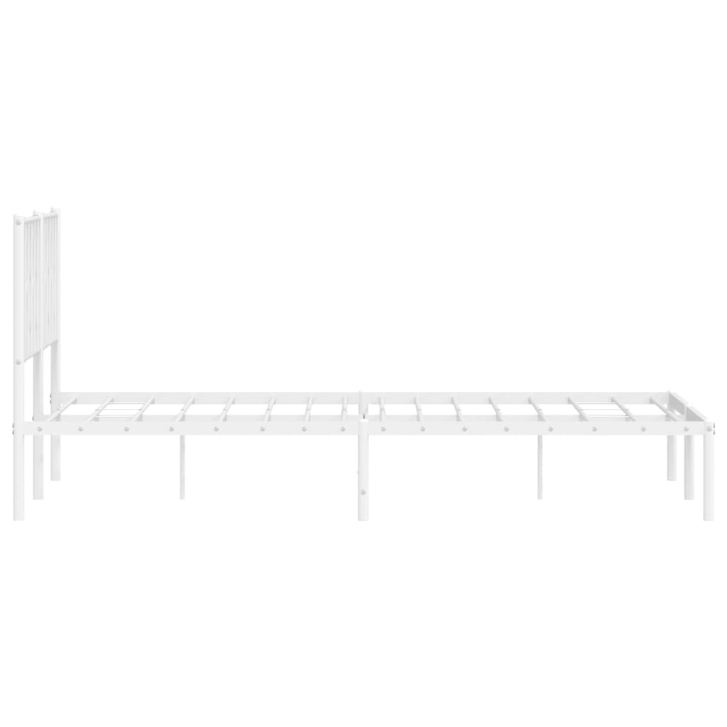 Metal Bed Frame without Mattress with Headboard White 59.1"x78.7"