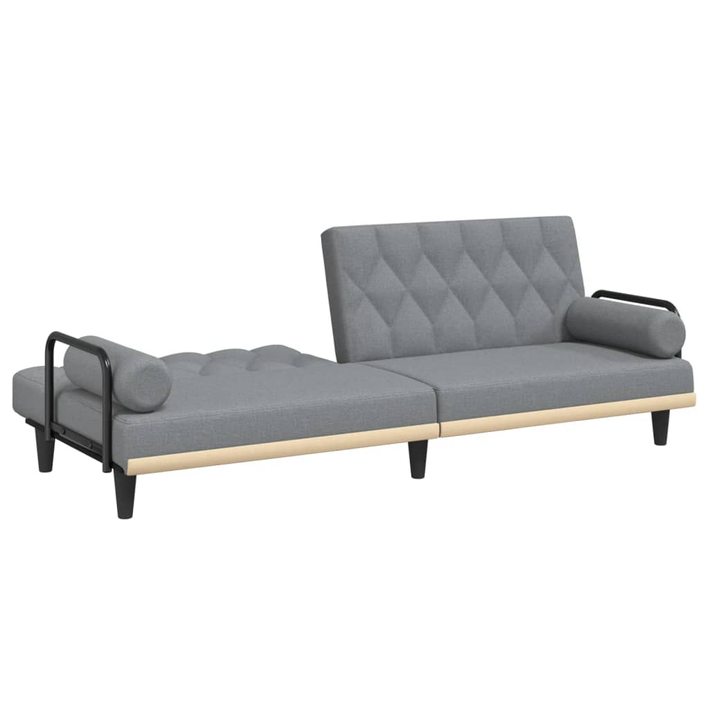 Sofa Bed with Armrests Light Gray Fabric